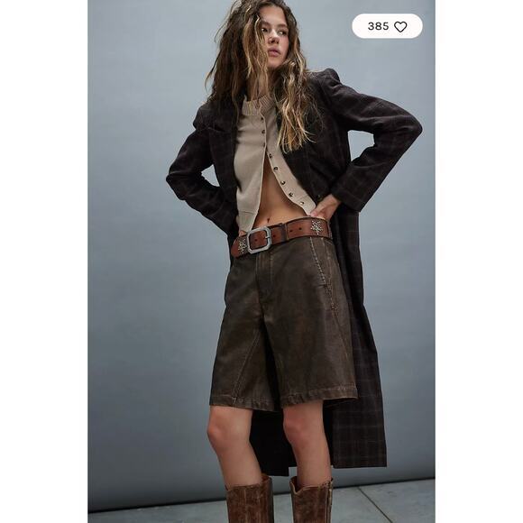 Free People Pants - We The Free Dylan Vegan Long Shorts in a charcoal